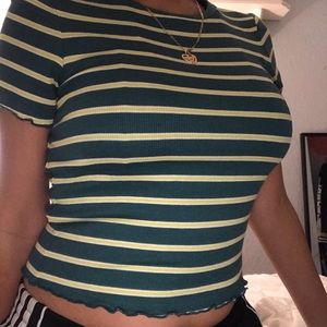 Green top with lime green stripes